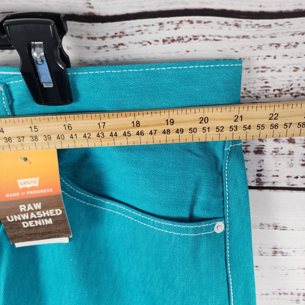NWT Levi's 501 STF Jeans 42x32 Regular Straight Raw Coral Blue Denim Button Fly - Picture 8 of 12